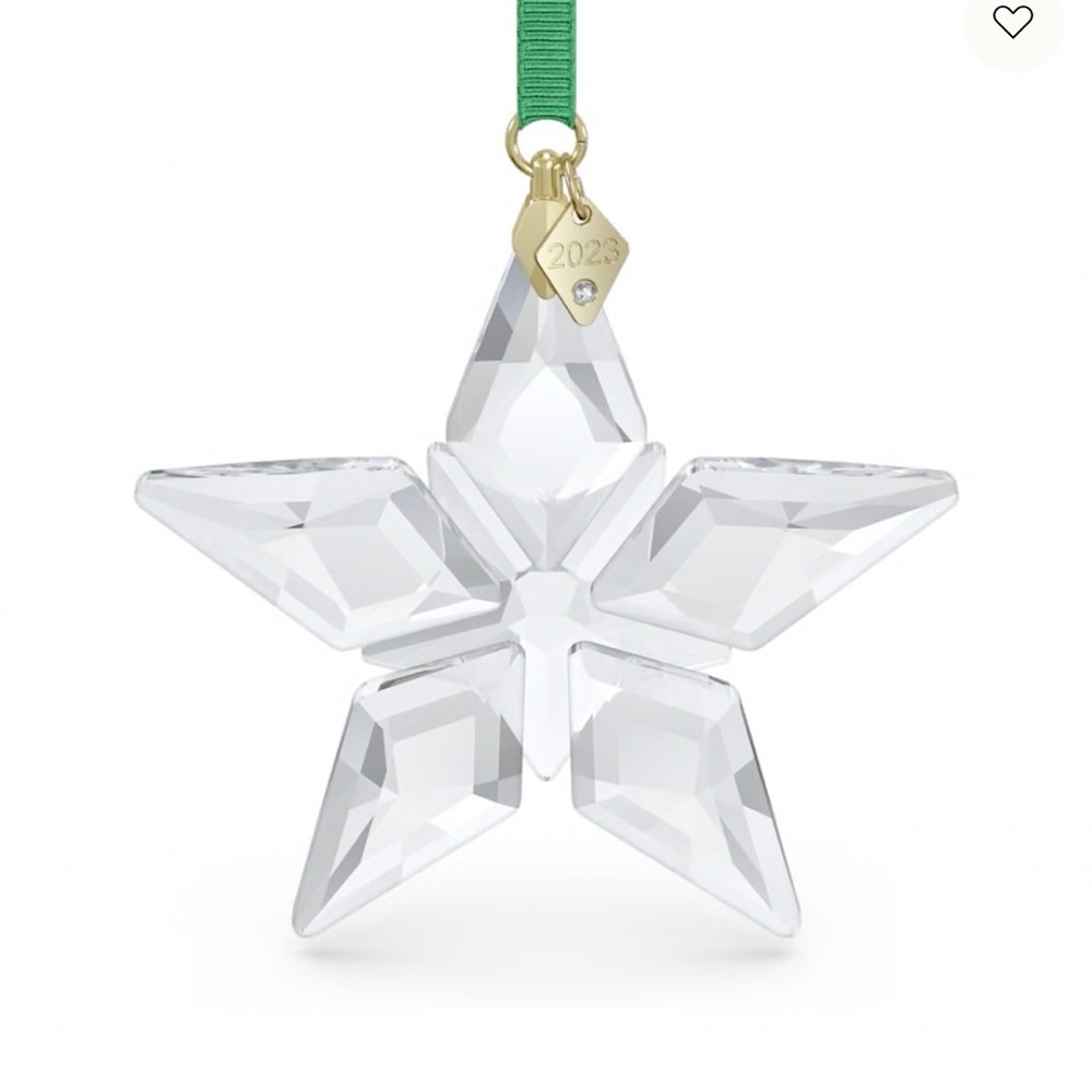 Swarovski Crystal Star Ornament with Gold and Green Accents